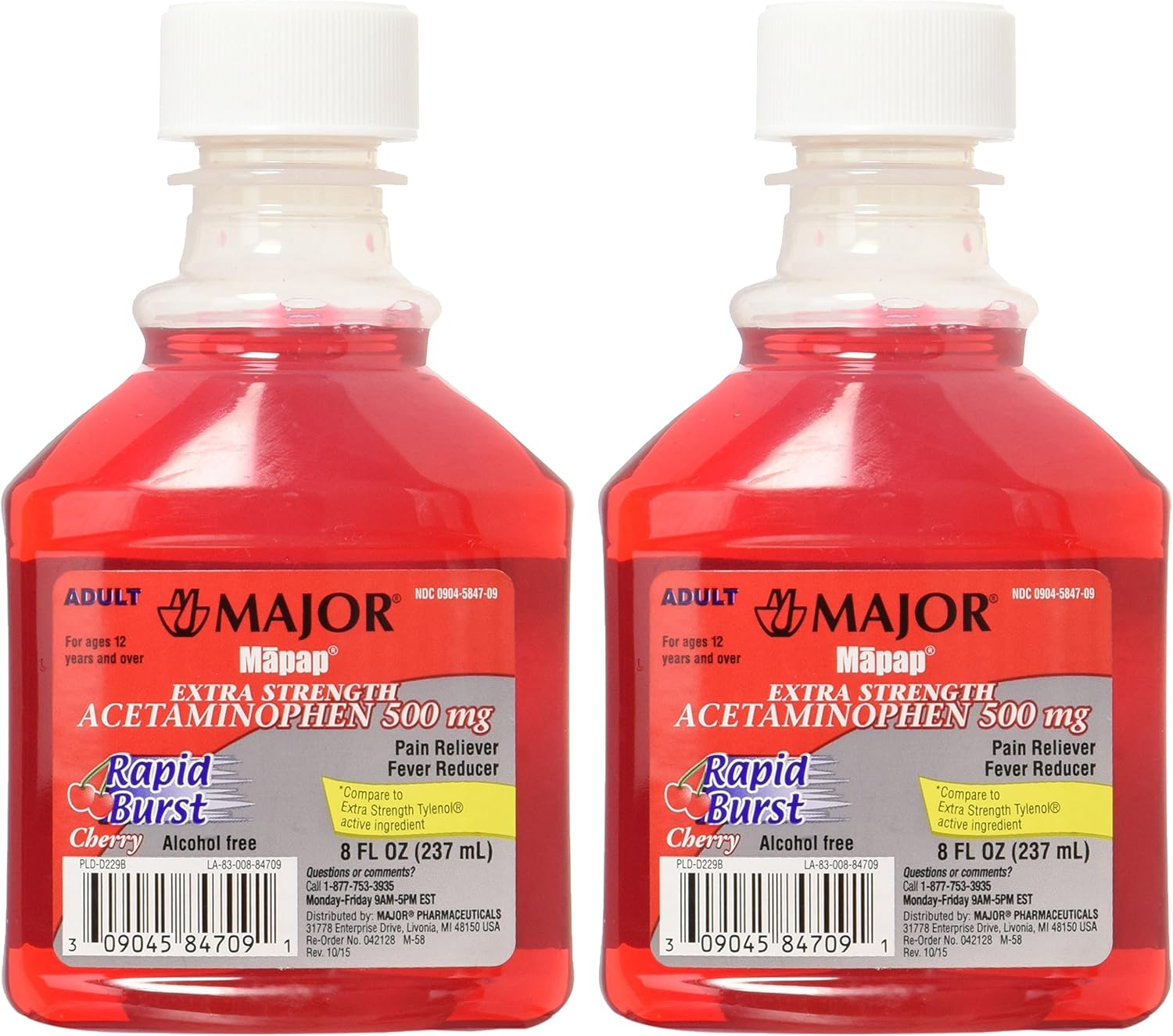 Mapap Adult Rapid Burst Cherry Extra Strength Acetaminophen Liquid 8 Ounces (Pack of 2): Health & Personal Care