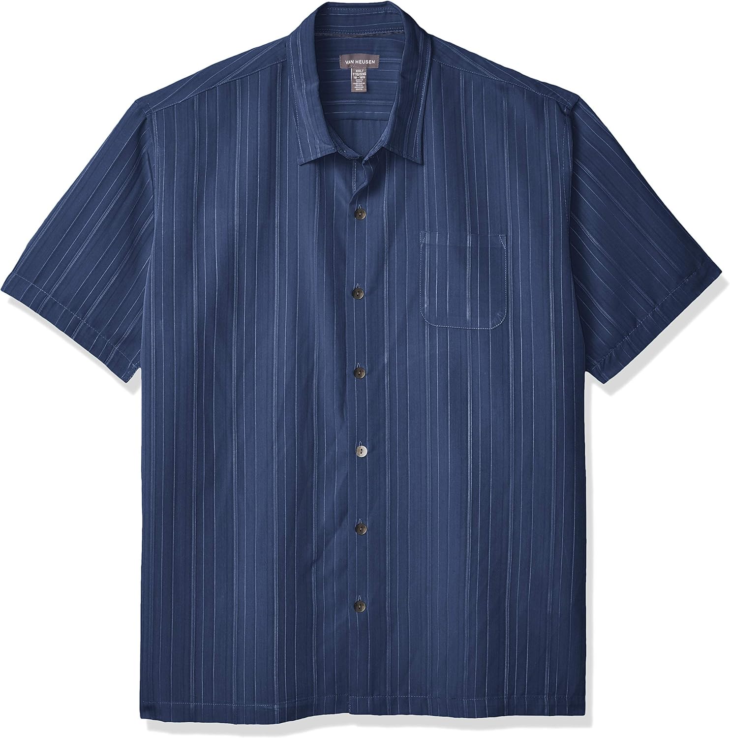 Van Heusen Men's Air Short Sleeve Button Down Poly Rayon Stripe Shirt at  Men’s Clothing store