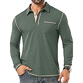 Sailwind Mens Long Sleeve Polo Shirts Cotton Fashion Casual Classic Collared Golf Shirts