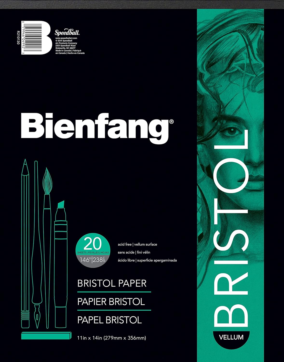 Bienfang Bristol 11-Inch by 14-Inch Paper Pad, Regular Surface, 20 Sheets: Arts, Crafts & Sewing