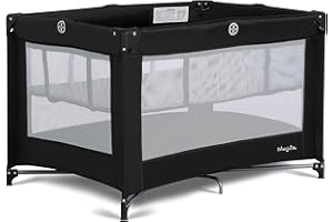 Dream On Me Zazzy Portable Playard with Bassinet in Black, Lightweight Packable and Easy Setup Baby Playard with Mattress and Travel Bag