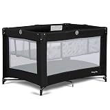 Dream On Me Zazzy Portable Playard with Bassinet in Black, Lightweight Packable and Easy Setup Baby Playard with Mattress and Travel Bag