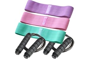 Sierra Concepts Resistance Fabric Cloth Booty Bands for Exercise Working Out of Thigh Legs Hip Glute Butt Includes 2 Jump Rope Set