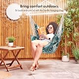 VonHaus Hanging Chair Outdoor Leaf Print Garden Swing Seat 1 Seater view 2