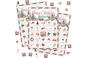 tranfvging Christmas Bingo Games for Adults, Merry Christmas Party Bingo Game Card Set, Xmas Parties Game Supplies Activities, Winter Holiday Favors for Family Friends Large Group -32