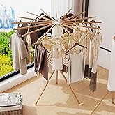 LIENAHU Clothes Drying Rack Tripod,Drying Rack Clothing,Laundry Drying Rack,Floor Standing,16 Wooden Poles,Collapsible Drying