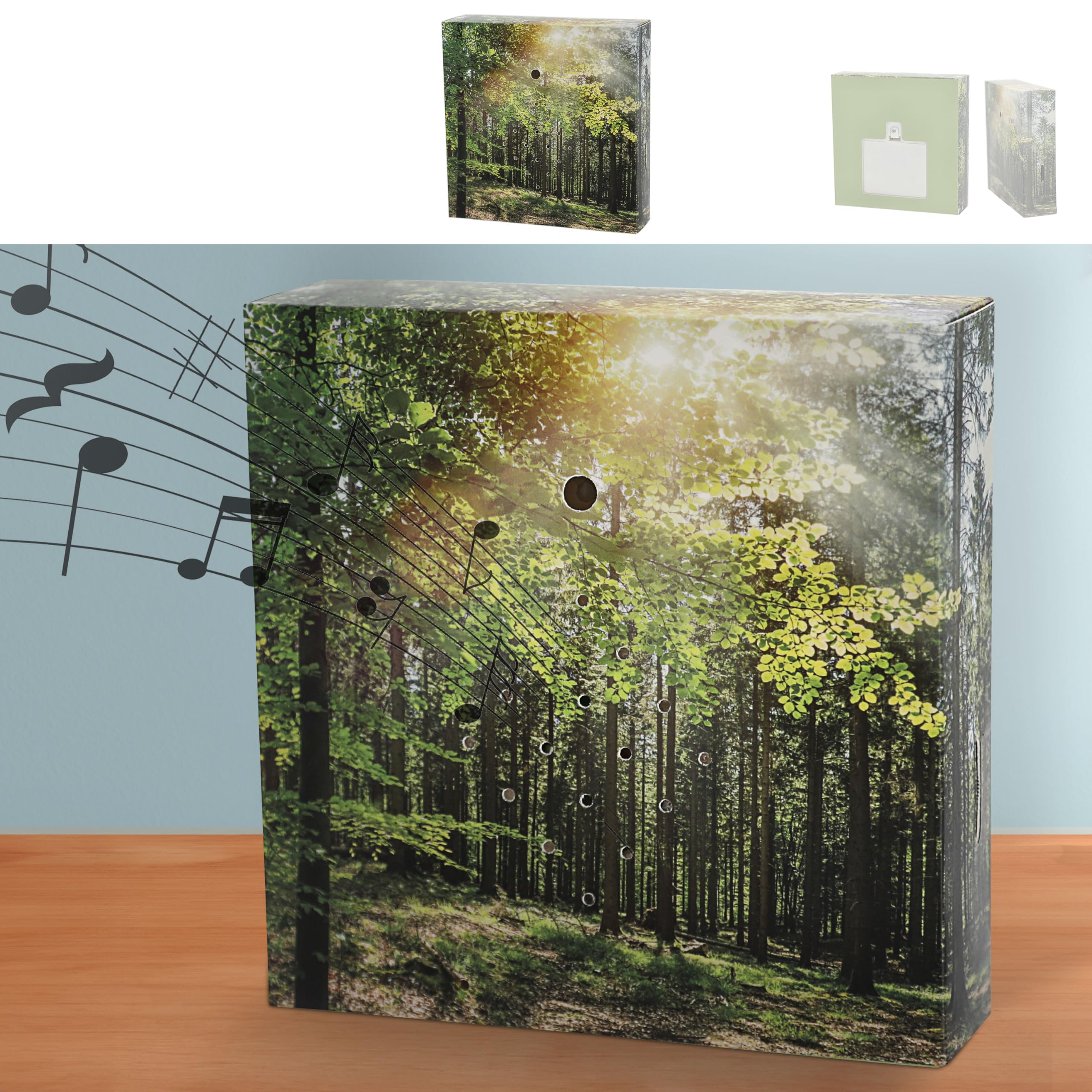 Soundbox 'Forest' Motion Sensor | 12 x 12 x 3.5 cm Cardboard Plastic | Bird Singing Volume Adjustable (1 x Soundbox Forest)