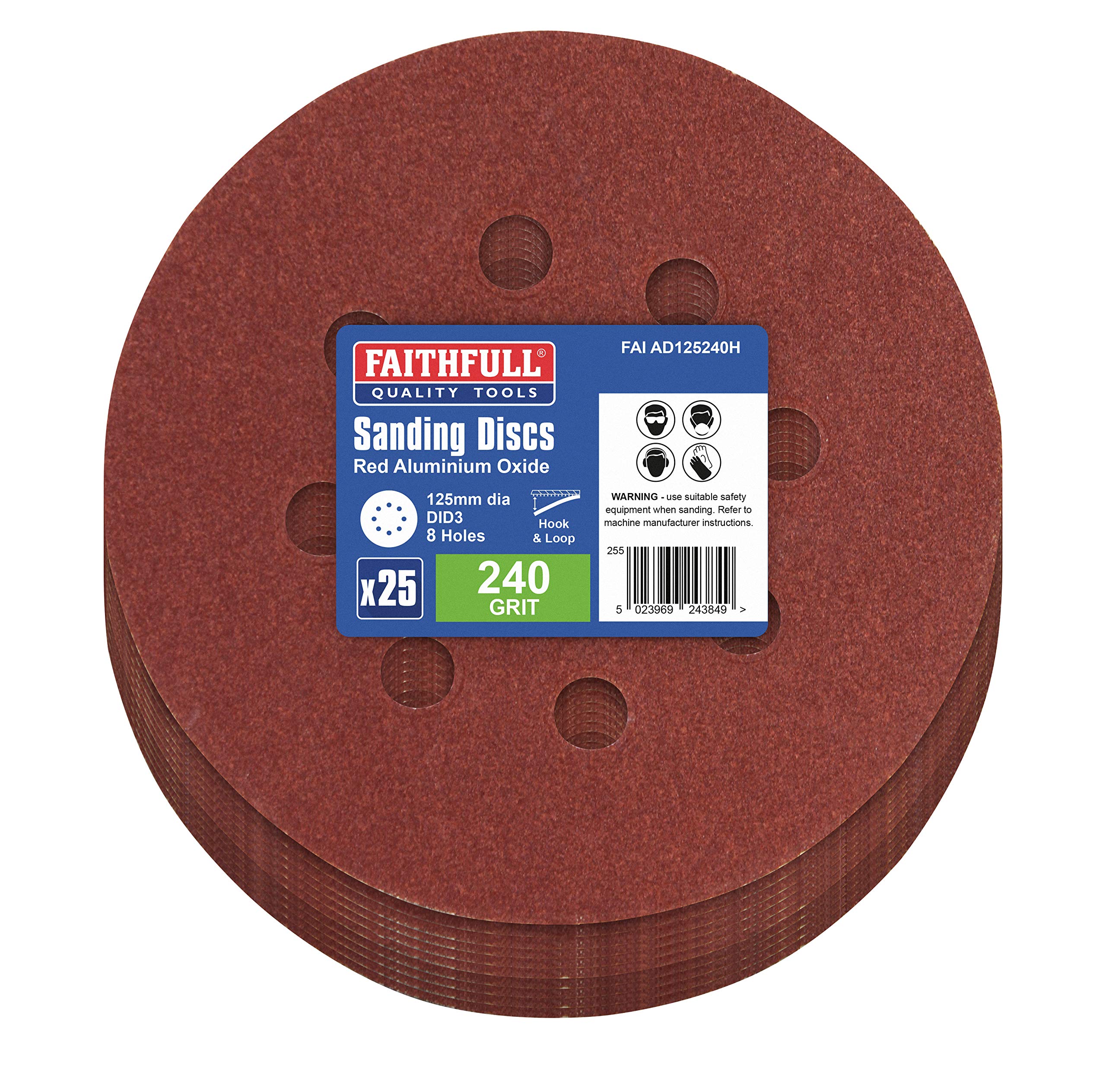 Faithfull AD125240H Aluminium Oxide Disc DID3 Holed 125mm x 240g (Pack of 25)