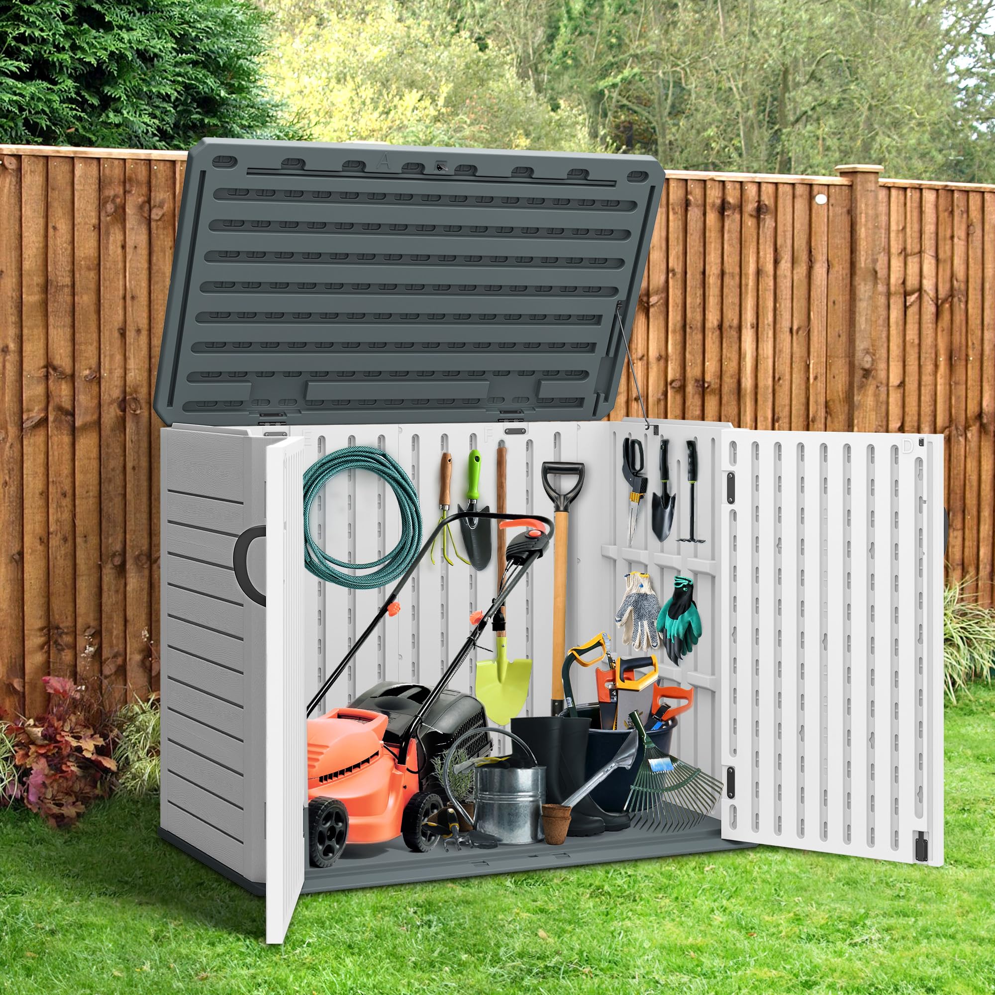 YITAHOME Outdoor Horizontal Storage Shed With XShaped Lockable Door