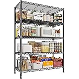 REIBII Storage Shelves 5-Tier Wire Shelving Rack, Metal Shelves for Storage Load 1020 LBS, Adjustable Heavy Duty Metal Shelvi