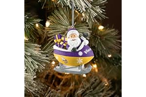 FOCO - NFL 4" Football Sleigh Resin Xmas Christmas Holiday Tree Hanging Ornament (Minnesota Vikings)