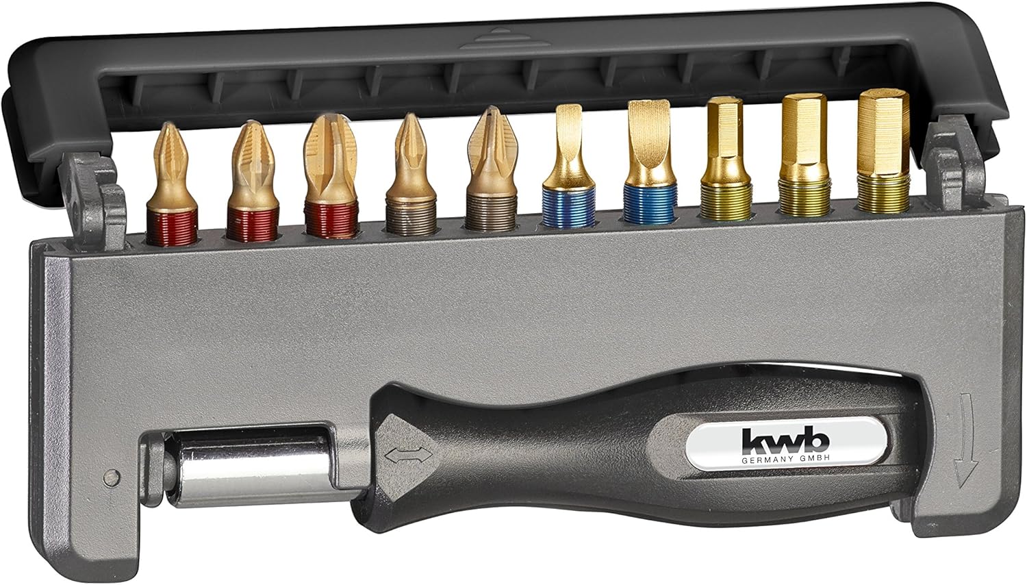 KWB Mobile Phone TQ60 Steel Titanium Bit Set 12 Piece 154020 (PH PZ/Hex/Slotted); 0 W; 0 V, Black, Variety Pack
