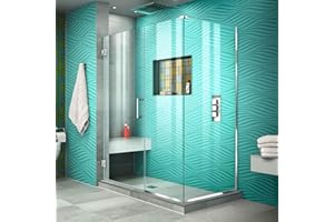 DreamLine Unidoor Plus 46 in. W x 34 3/8 in. D x 72 in. H Frameless Hinged Shower Enclosure in Chrome, SHEN-24460340-01