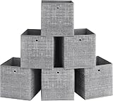 SONGMICS Storage Boxes Set of 6 33 cm Cube Boxes with Handles Heathered Grey