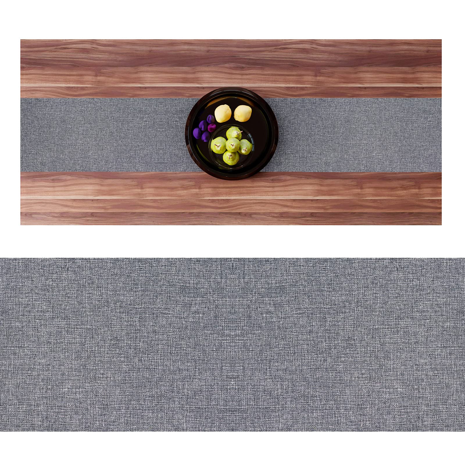 Pure Linen Table Runner, Gray Table Runner, Anti-Crease Washable Table Runner for Dining Table Room Party Wedding Banquet Buffet (32x240 cm/12.6x94 inch)
