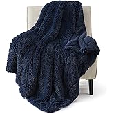 Bedsure GentleSoft Fluffy Navy Blue Throw Blanket for Couch, Dark Blue Gifts for Men, Women, Soft Sherpa Fleece Thick Warm Faux Fur Throw Blanket, Fuzzy Plush Cozy Gifts for Dad Grandpa, 50x60