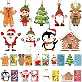 Christmas Crafts for Kids, DIY Ornament Making Kit with Stickers, 36 Pack | 9 festive designs with gingerbread, snowman and gnome themes. Mess-free peel-and-stick fun for classrooms, trees and gifts