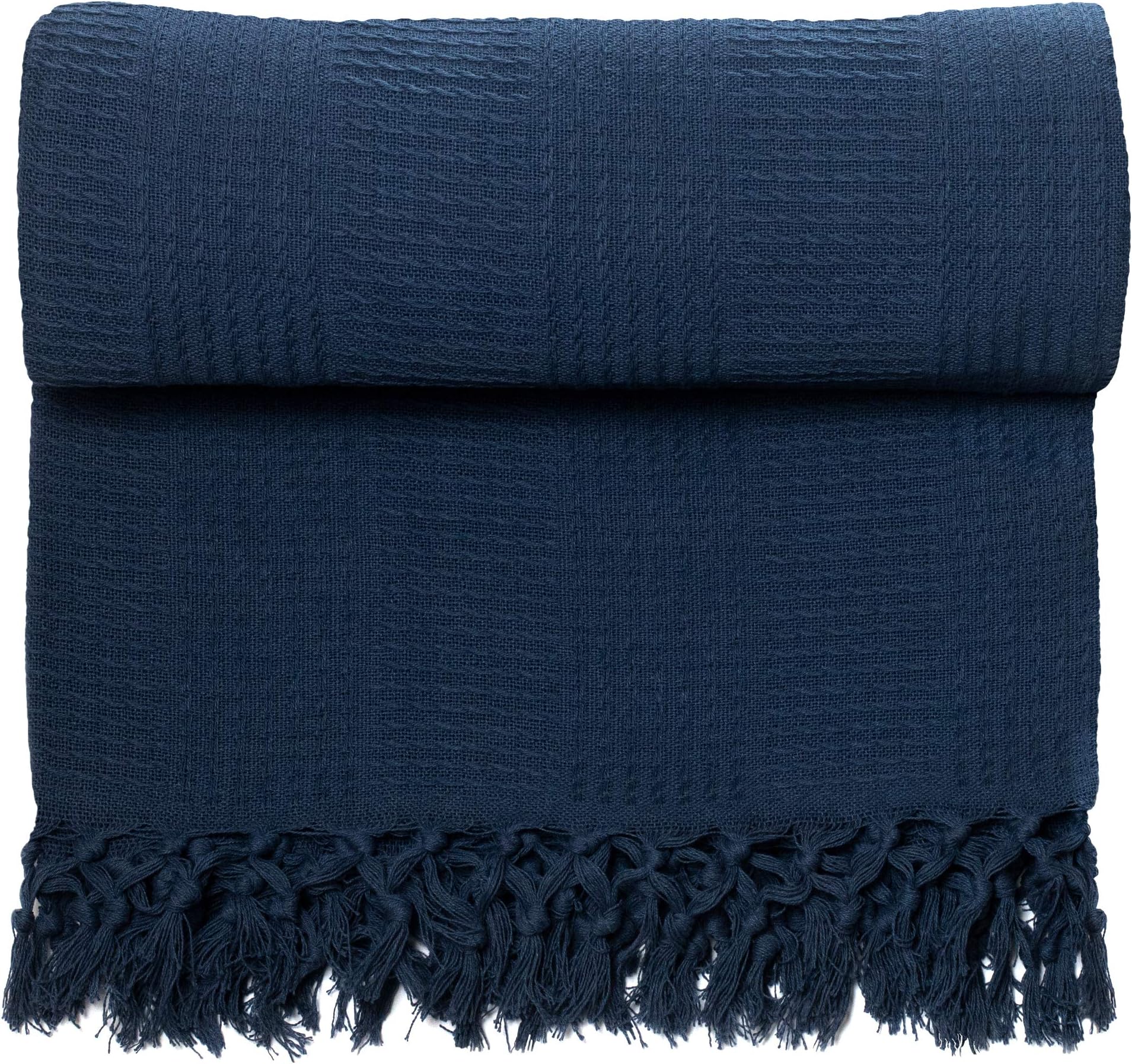 Organic Cotton Throw Blanket by Whisper Organics - G.O.T.S. Certified (60x80, Navy)