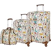Lily Bloom Luggage 3 Piece Softside Spinner Suitcase Set Collection (Furry Friend)