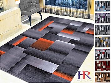 Amazon Handcraft Rugs Orange Black Grey Abstract Geometric