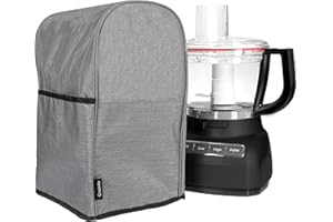 Crutello Food Processor Cover with Storage Pockets for Large 11-14 Cup Processors, Fits Various Brands