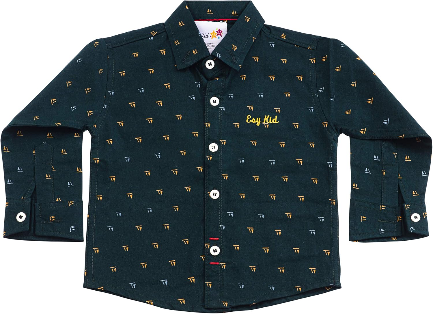 Esy Kid Baby Boys Dark Green Smart/Casual ButtonDown & Dress Shirts with Nautical Pattern