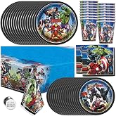 Marvel Avengers Party Supplies and Decorations for Superhero Birthday Party, Serves 16 Guests, Perfect for Girls and Boys, Easy Setup and Takedown with Plates, Napkins and Cups