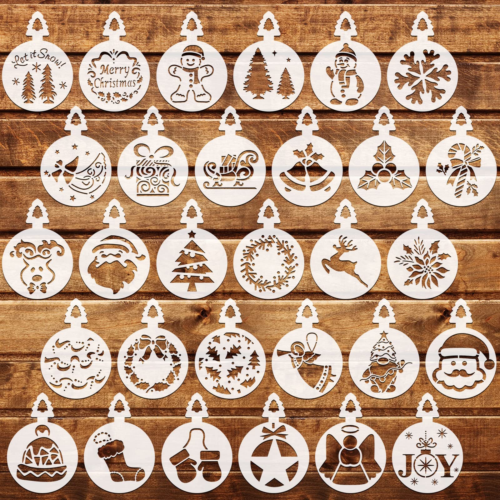 OOTSR 30 Pcs Christmas Coffee and Baking Stencils for Decoration， Cake Embossing Template Cookie Accessories，Latte Art Baking & Hot Chocolate Cupcake Cappuccino Decoration Stencil