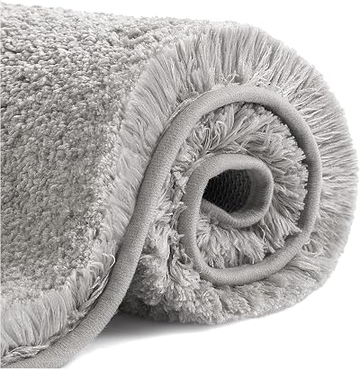 Non Slip Bath Mat Thick Microfiber 40x60cm Light Gray