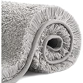 VANZAVANZU Bath Mats Non Slip Ultra Soft Absorbant Microfiber Fluffy Thick Bathroom Rugs Machine Washable (20"x32", Light Gray)