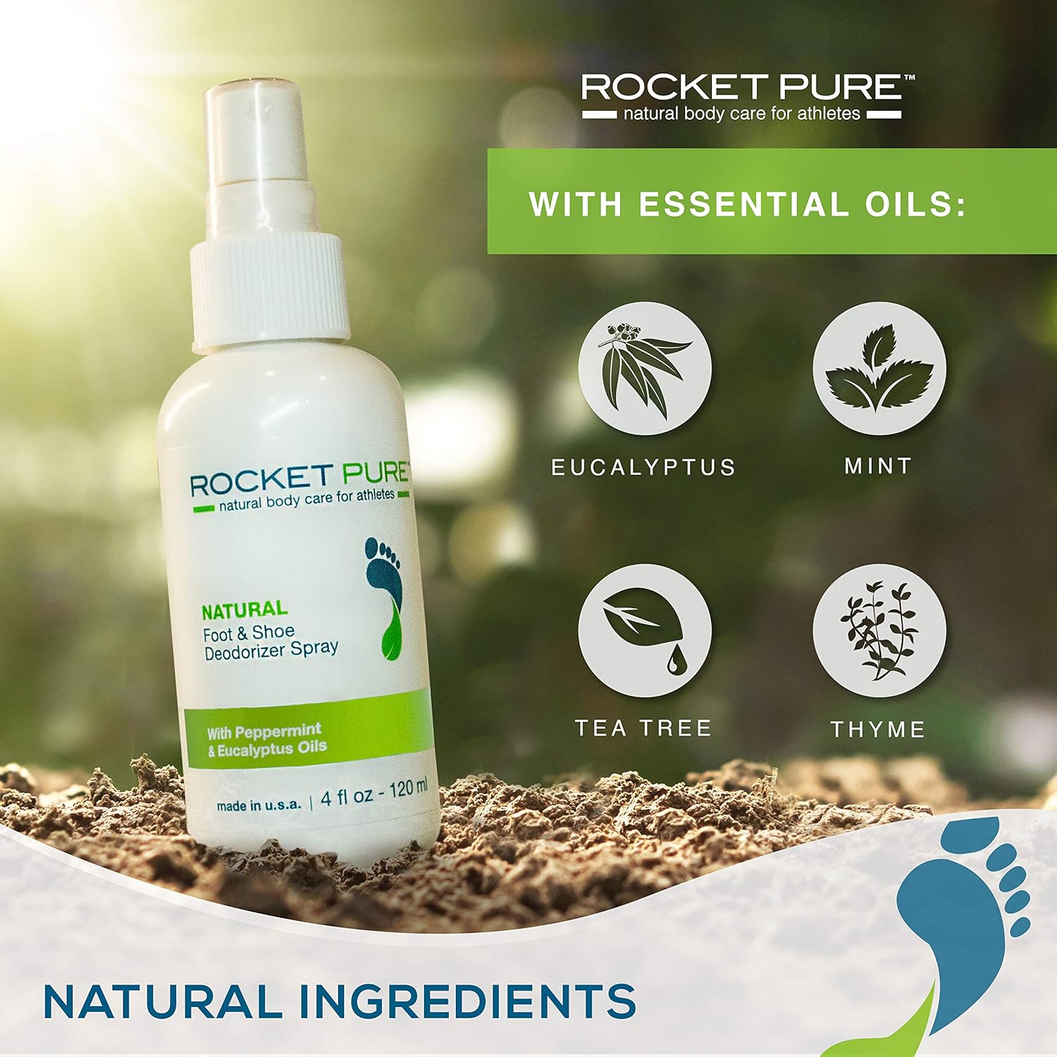 Natural Mint Shoe Deodorizer, Foot Deodorant Spray. Fights Odor, Stink Caused by Bacteria. Spray Freshens Better Than Messy Powders, Antiperspirants, Insoles, Sneaker Balls. Use on Feet or Shoes.: Sports & Outdoors