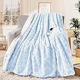 MAXEVE Heated Blanket Electric Throw 50"x60" Faux Rabbit Fur Sherpa Blankets with 6 Heating Sets & 12 Hours Auto Off, Warm Gifts for Grandma Wife, ETL Certification