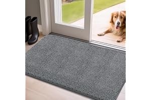 Mibao Door Mat Indoor, 20" x 31.5", Dirt Trapper Entrance Doormat, Non-Slip Low Profile Mat, Dog Door Mat, Super Absorbent Welcome Mat for Front Door, Back Door, Shoe Scraper, Grey