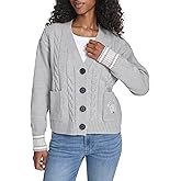 Tommy Hilfiger Womens Boxy Varsity Cable Cardigan