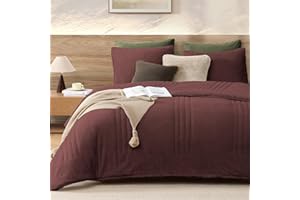 Monbix Fluffy Queen Comforter Set – 3 Piece Cozy Sherpa Comforter Queen Size Dark Red, Winter Warm Fleece Bedding Set, Luxury Coco Plush Winter Fuzzy Bed Set, 1 Comforter with 2 Pillowcases