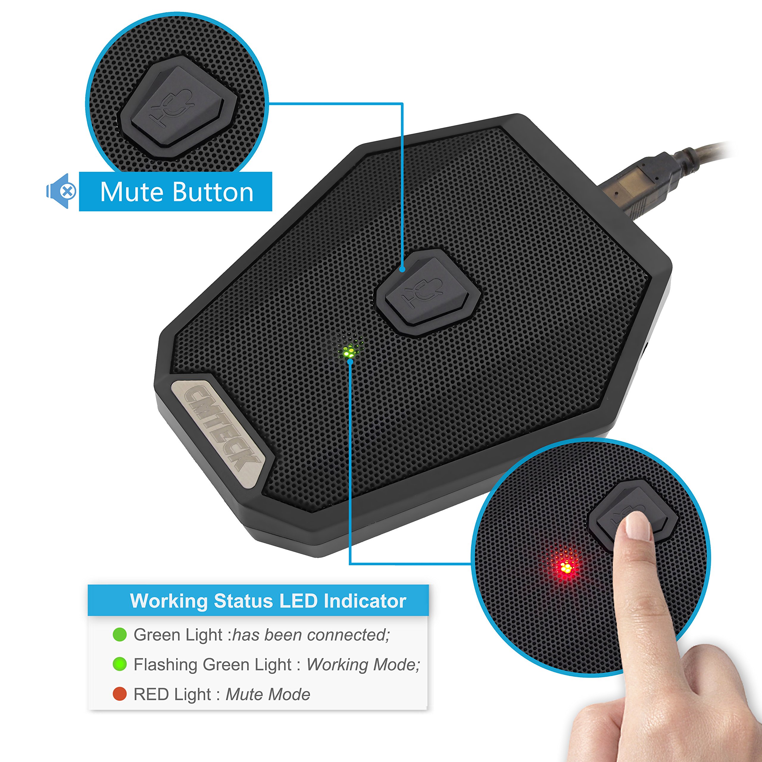 CMTECK USB Desktop Microphone CM005R,Mute Function,Omnidirectional