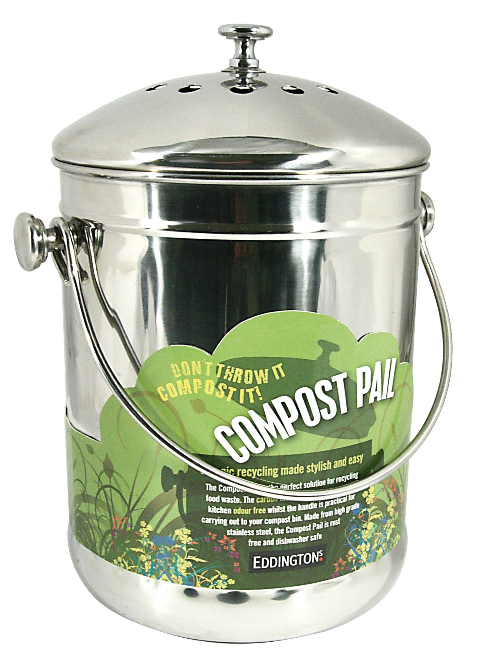 Eddingtons 83004 Compost Pail, Stainless Steel, Silver
