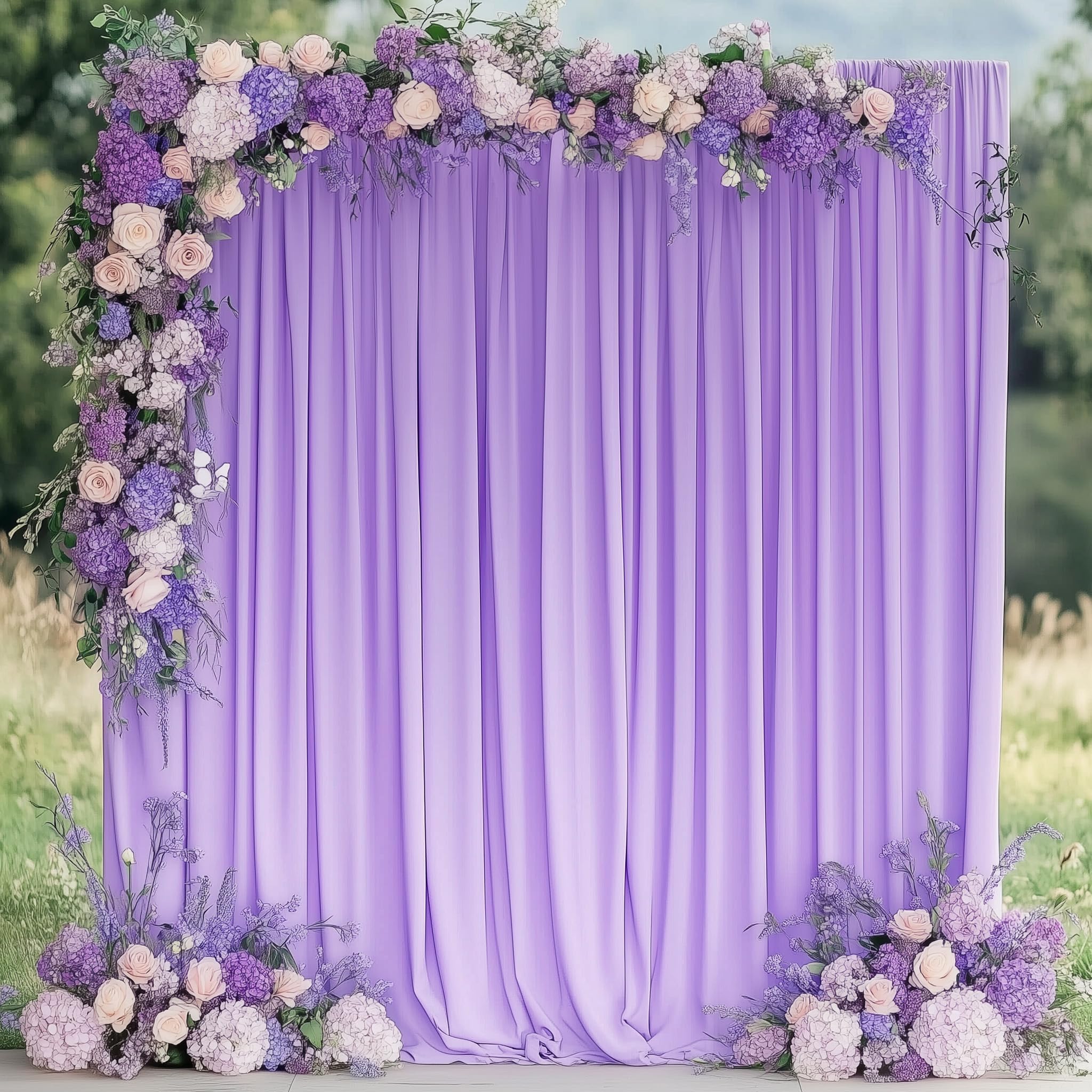 Photo 1 of Wokceer Lavender Purple Backdrop Curtain for Parties 10x10FT Photo Backdrop Drapes for Wedding Party Curtain Backdrop for Photoshoot Baby Shower Birthday Photography Background 2 Panels 5x10FT