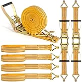 4Pack Heavy Duty Ratchet Straps, 2” 32Ft Ratchet Tie Down Strap, Tie Down Ratcheting with Double J Hook, 4000 LB Break Strength Cargo Straps Ratcheting for Moving Cargo, Lawn Equipment and Motorcycles