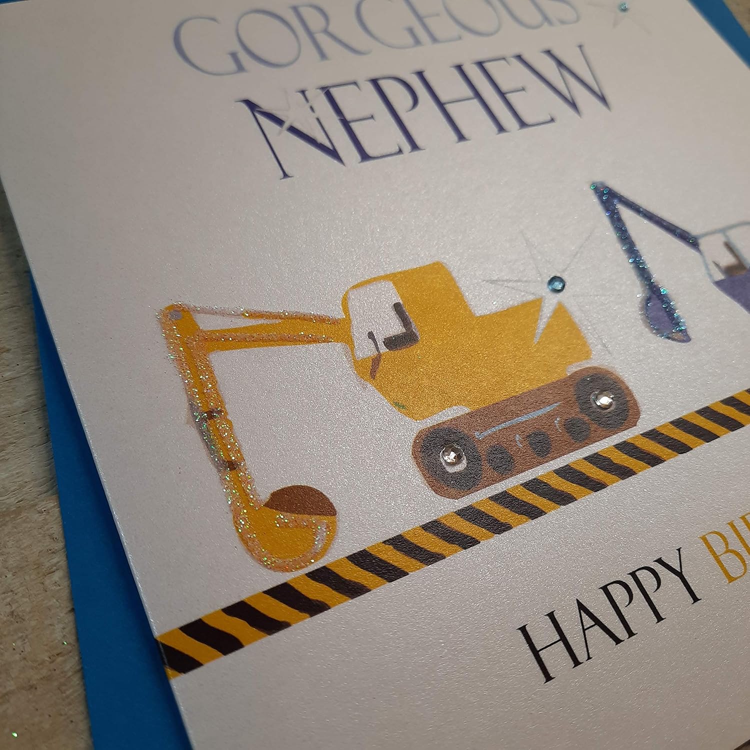 white cotton cards N80"Gorgeous Nephew Happy Birthday" Handmade Kids Birthday Card, 16cm x 16cm - Image 3