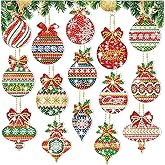 15 Pcs Double Sided Diamond Art Painting Christmas Keychains for Adult Beginners.5D DIY Christmas Diamond Hanging Ornaments Home Decor(key01)