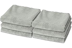 Eurow Microfiber Gym Towels for Sports, Fitness, Exercise, and Yoga, Gentle and Fast Drying, 16 by 27 Inches, Gray, 6 Pack