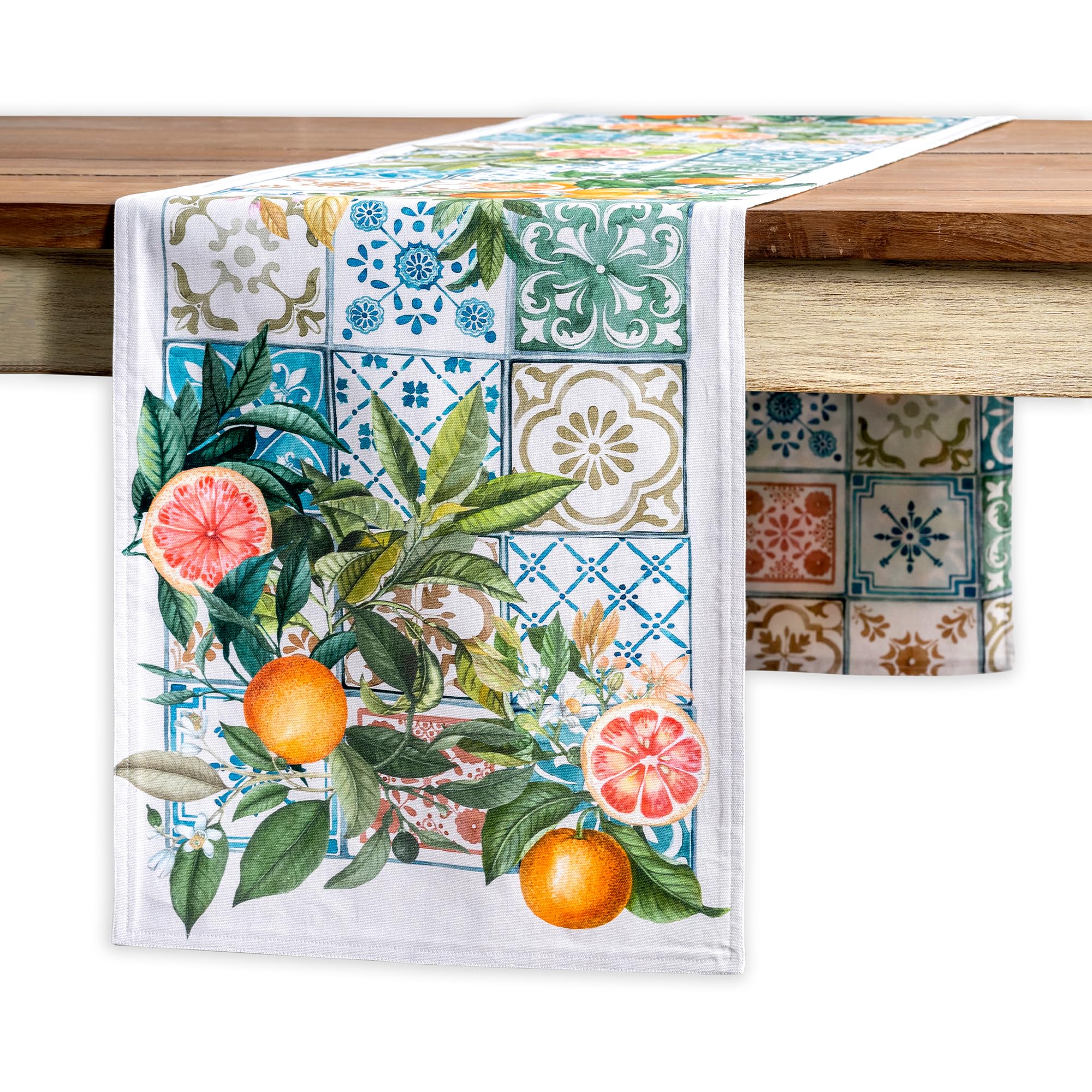 Maison d' Hermine Table Runner 100% Cotton Double Layer Table Runners 72 inches Long Decorative for Home Kitchen Dining Party Easter Decorations Spring Summer (Agrume) Image