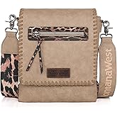 Montana West Crossbody Bags for Women with Dual Compartments Western Cross Body Purse with Leopard Print Guitar Strap