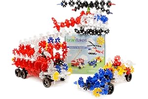 VIAHART Brain Flakes 3-in-1 Building Kit with Detailed Step by Step Instructions - 580 Pieces to Build All 3 Vehicles - Wheel Pieces and Special Parts are Included - Ages 7 and Up