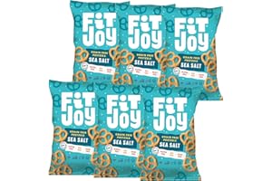 FitJoy Sea Salt Pretzels (Pack of 6, 5 Oz) - Dairy, Nut & Gluten Free Snacks - Grain Free Cassava Root & Chickpea Flour Vegan Pretzel Twists - Classic Snack Pretzels for Moms, Children and More