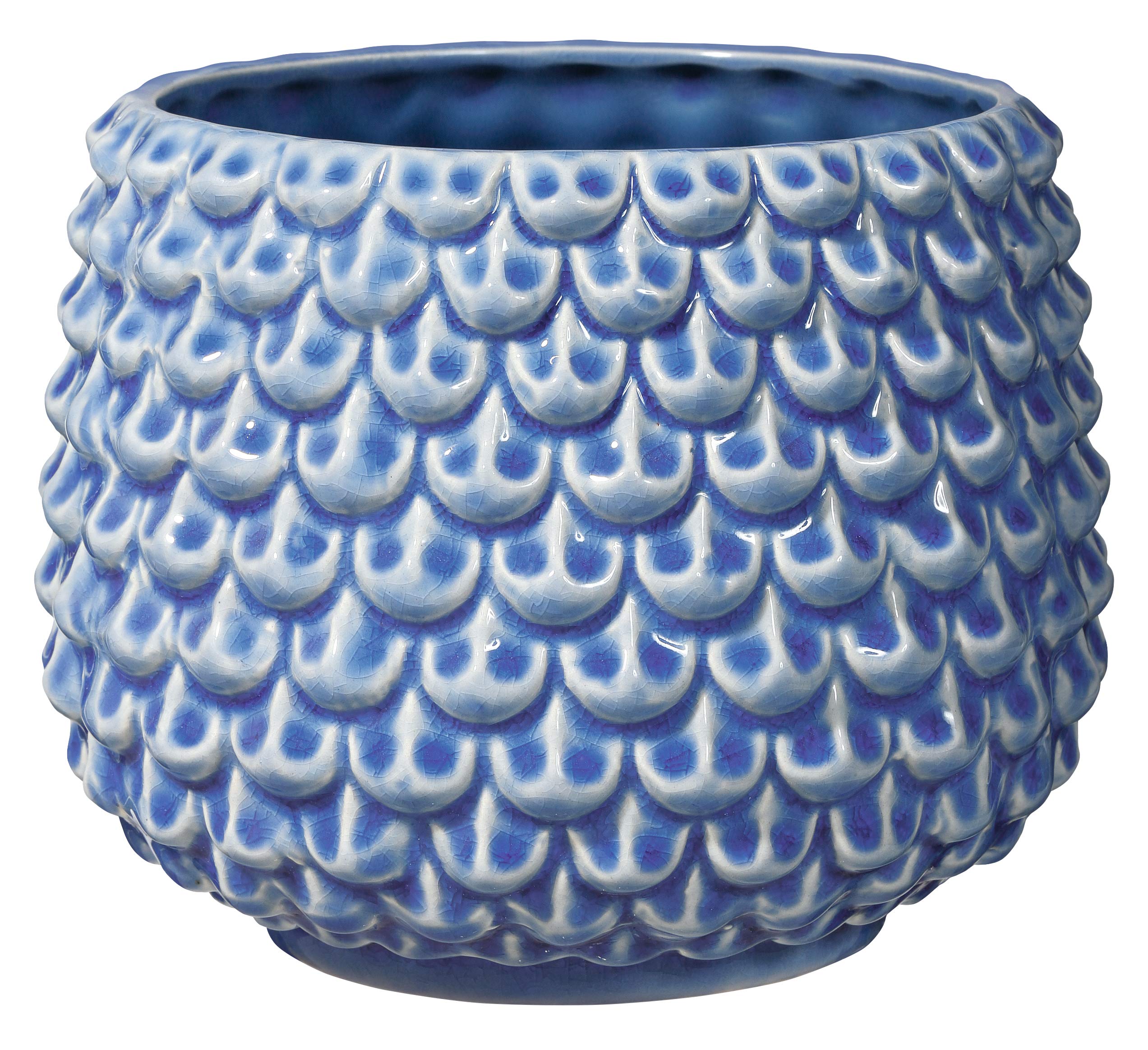 Bloomingville Pinecone Flower Pot, Decorative Flower Pots for Indoor Use, Creative Retro Style, L (16.5 cm Diameter, Blue, Ceramic)