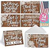 Hadley Designs Wedding Thank You Cards with Envelopes -54 Rustic Thank You Cards Wedding with Envelopes, ThankYou Notes from the New Mr and Mrs Card for Gifts, Bridal Party & Guests, Bridal Shower