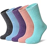 Merino Wool Socks For Women Hiking Winter Boot Thermal Warm Thick Cozy Work Crew Socks 5 Pairs