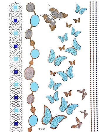 Bling Body GOLD Metallic Flash Tattoos Silber Türkis temporär Schmetterling W364 - LK Trend & Style
